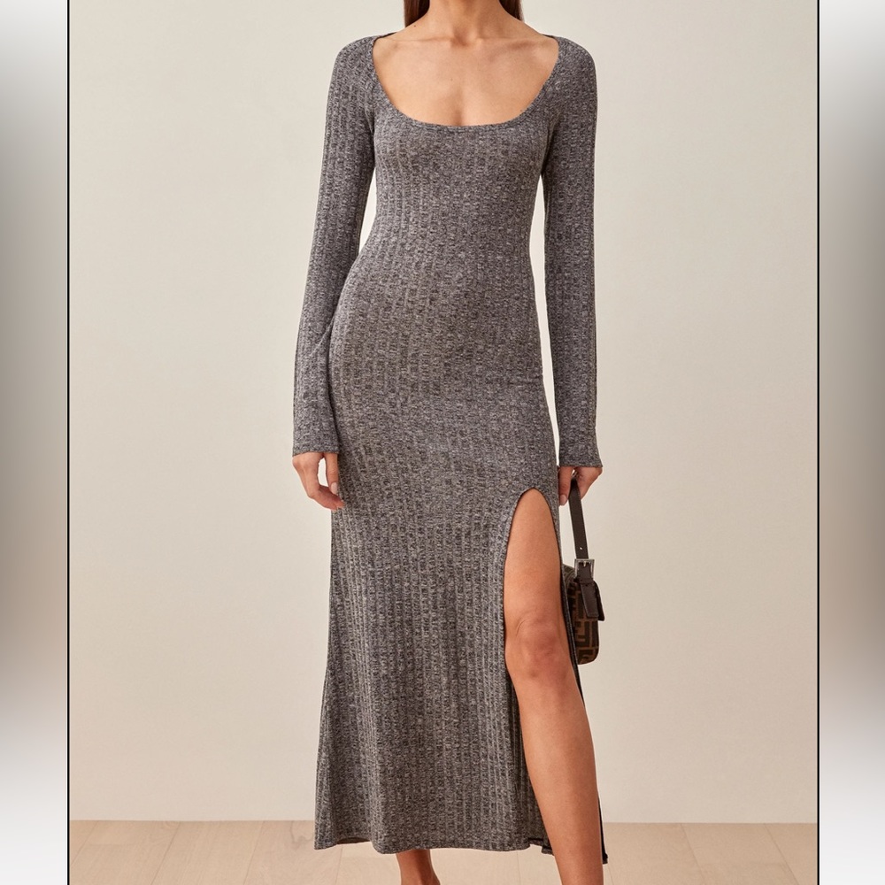 REFORMATION Lemon Dress Cinnamon Latte